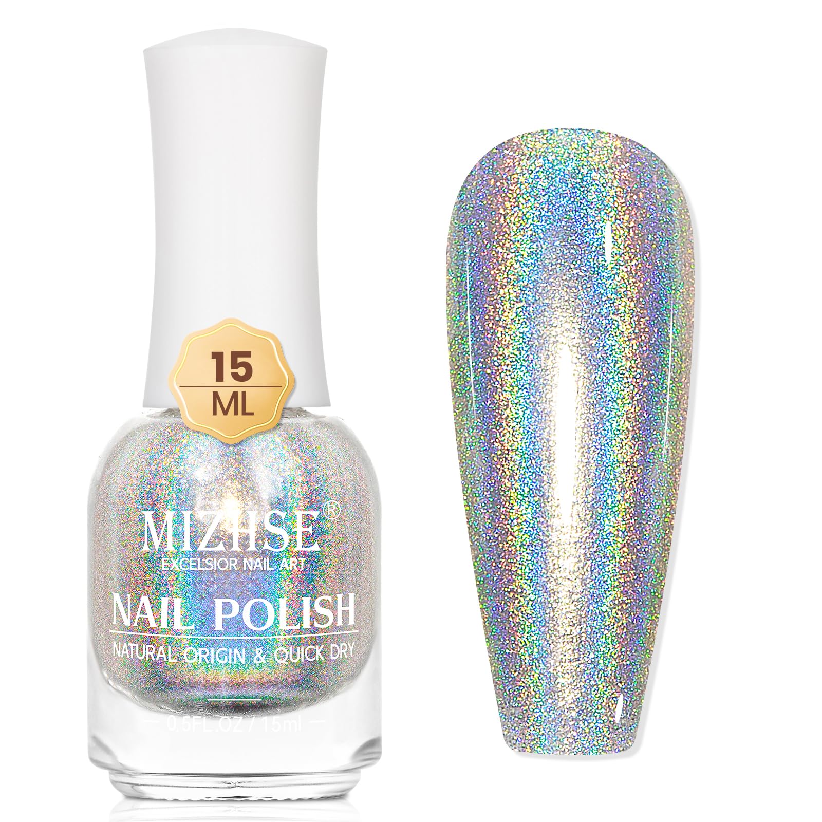 MIZHSE Vernis à Ongles Caméléon à Séchage Rapide, Or Foncé, Séchage Rapide, 15 Ml, Finition Brillante Et Holographique, Manucure à Domicile