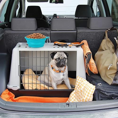 Miniatura 6 de SLSON Juego de 2 cuencos plegables para perros, cuencos de viaje integrados sin borde de plástico, cuencos de alimentación para mascotas para