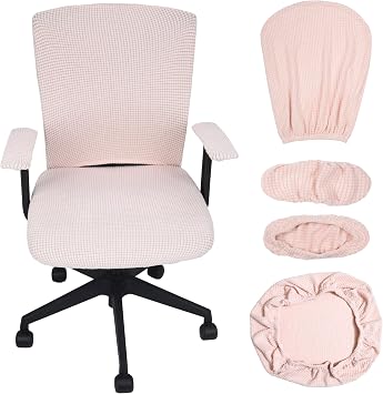 Office Chair Covers 4 Pcs Stretchable Computer Chair Cover Desk Accessories Office Supplies Armrest Seat Slipcovers Desk Decor Light Pink