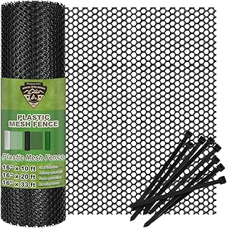 Plastic Wire Mesh Fence 16IN x 10FT, Black Plastic Net, Suitable for Poultry, Dogs, Rabbits, Snakes, Garden Barrier, Balcony Pet Fence, Chicken Fence