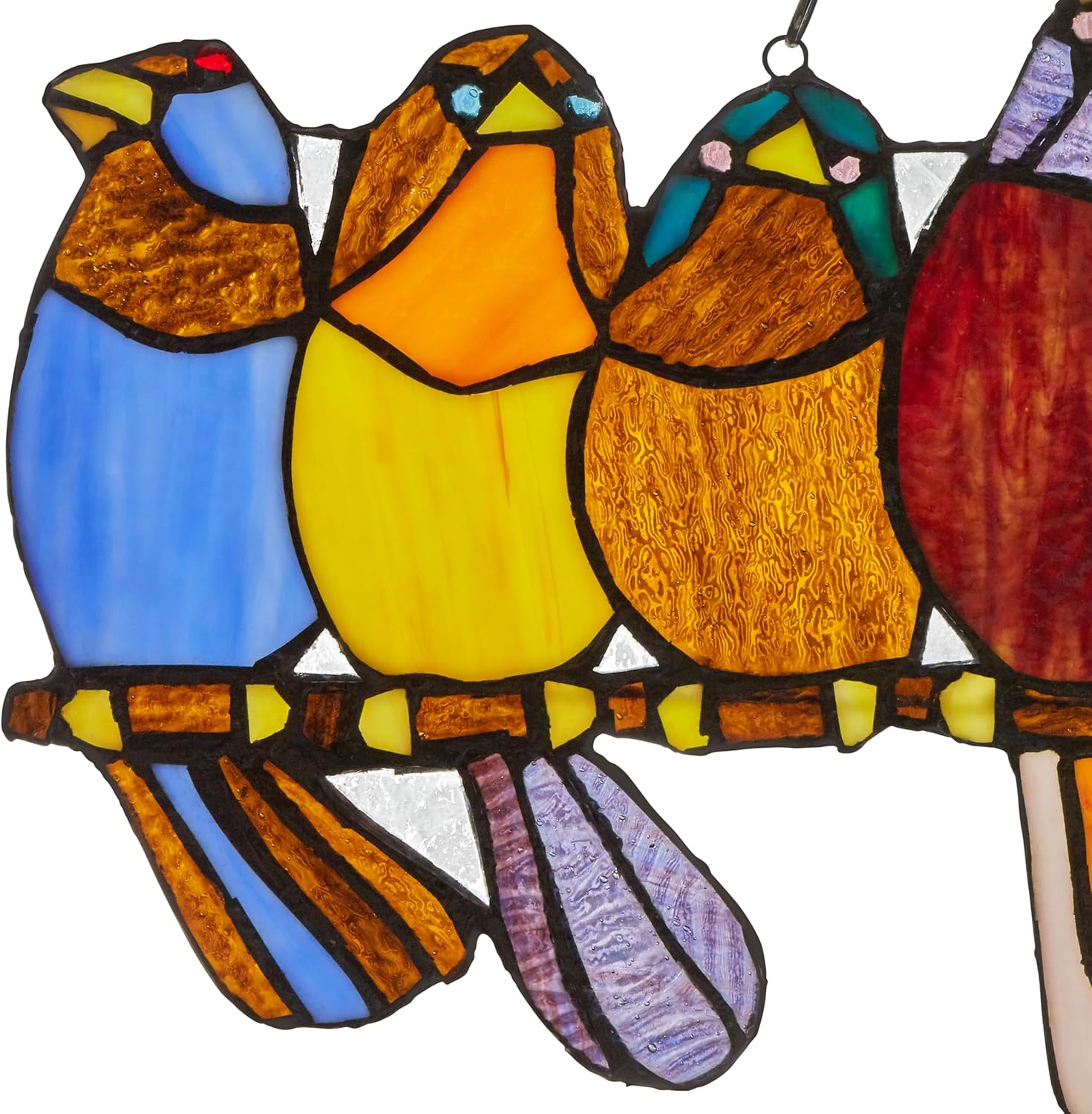 RIVER OF GOODS Stained Glass Bird Suncatcher - Handcrafted Window Hanging - 162-Piece Stained Glass Art - Vibrant Decor for Home, Office, Kitchen, and Bathroom - 24.25” L x 9.5" H