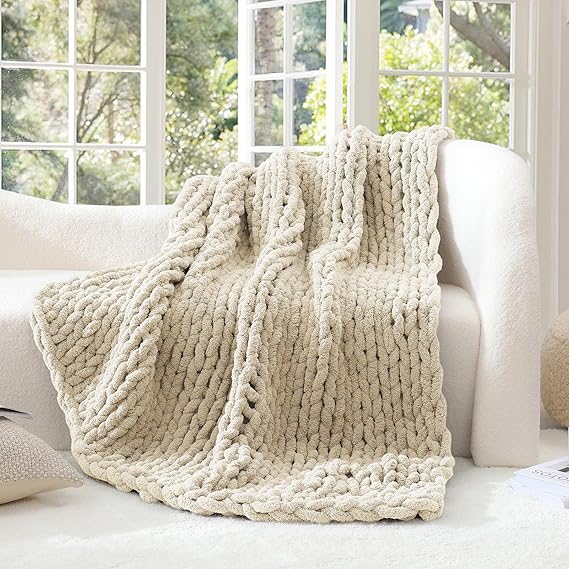 Casaphoria Luxury Chunky Knit Throw Blanket-Large Cable Knitted Soft Cozy Polyester Chenille - View #3