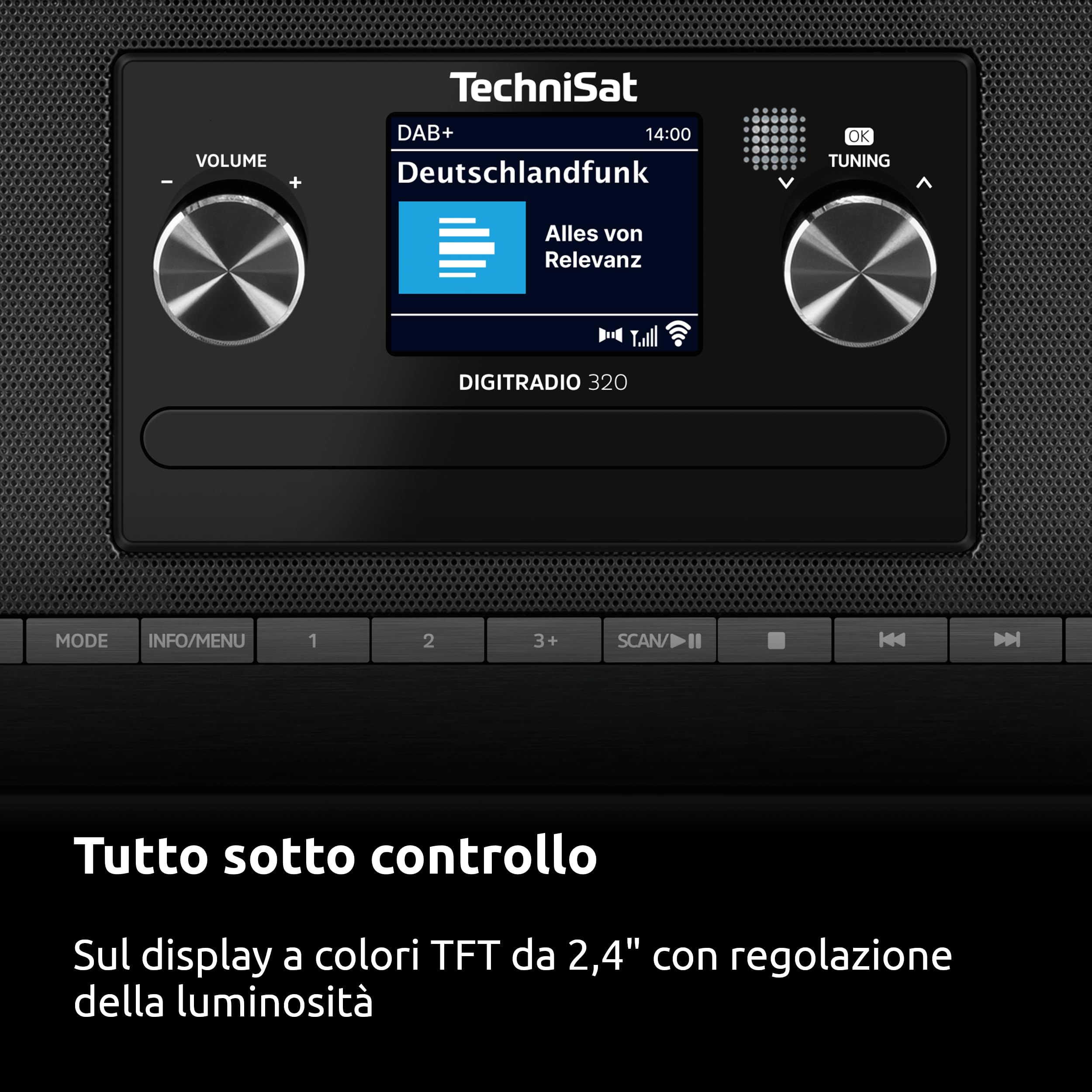 TechniSat DIGITRADIO 320 Radio digitale DAB+ FM CD Bluetooth USB 2×5W RMS TFT