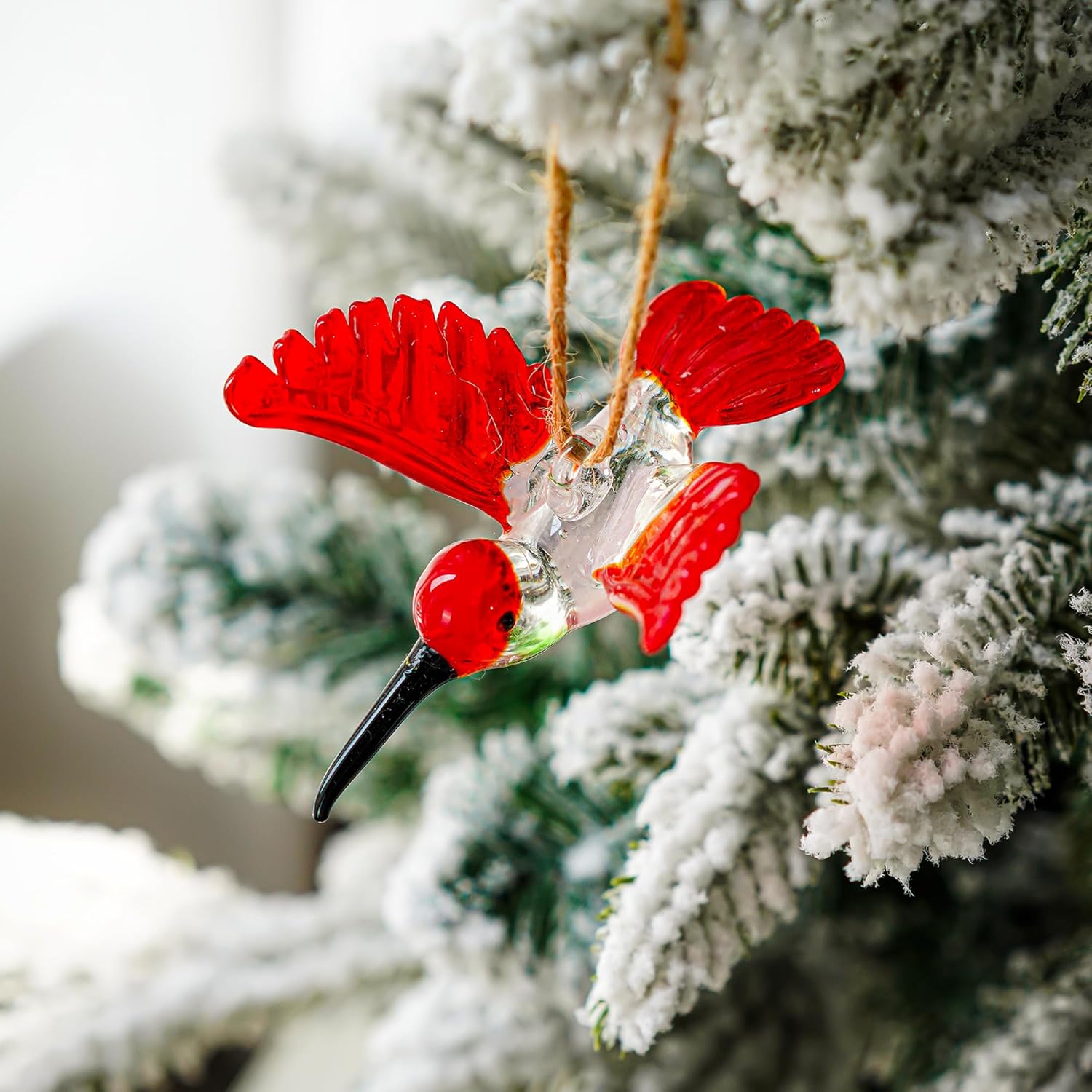 Handmade Hummingbird Ornament Xmas Decorative Hanging Ornament Glass Humming Bird Ornament for Home Party Christmas Tree Decorations - Image 6