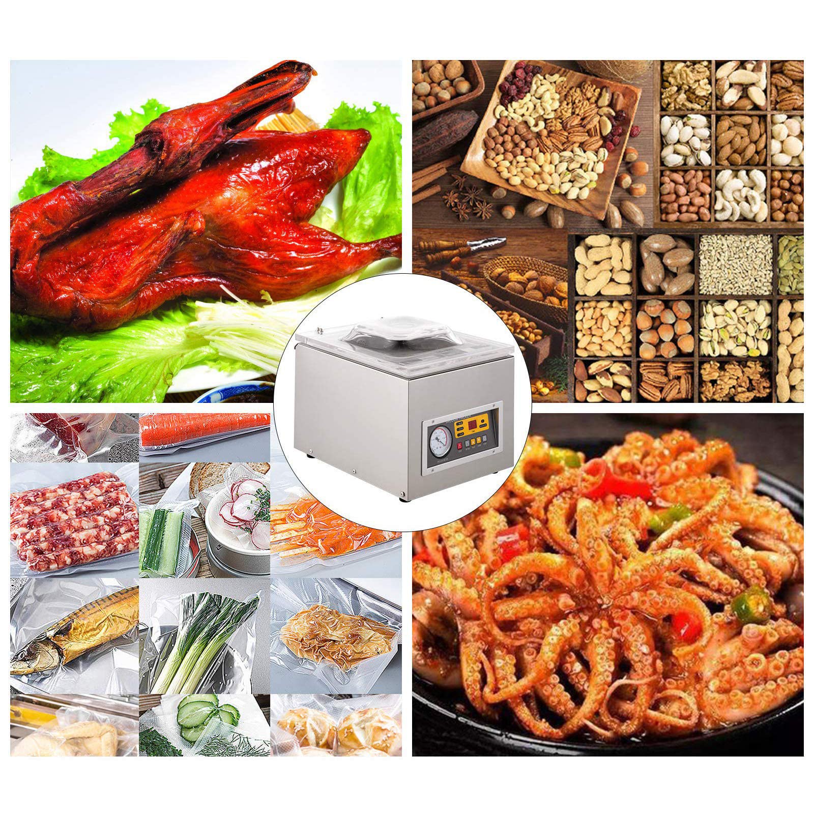 Zgrzewarka próżniowa z komorą stołową, cyfrowa komercyjna zgrzewarka próżniowa o mocy 120 W, do żywności kuchennej, owoców, marynat