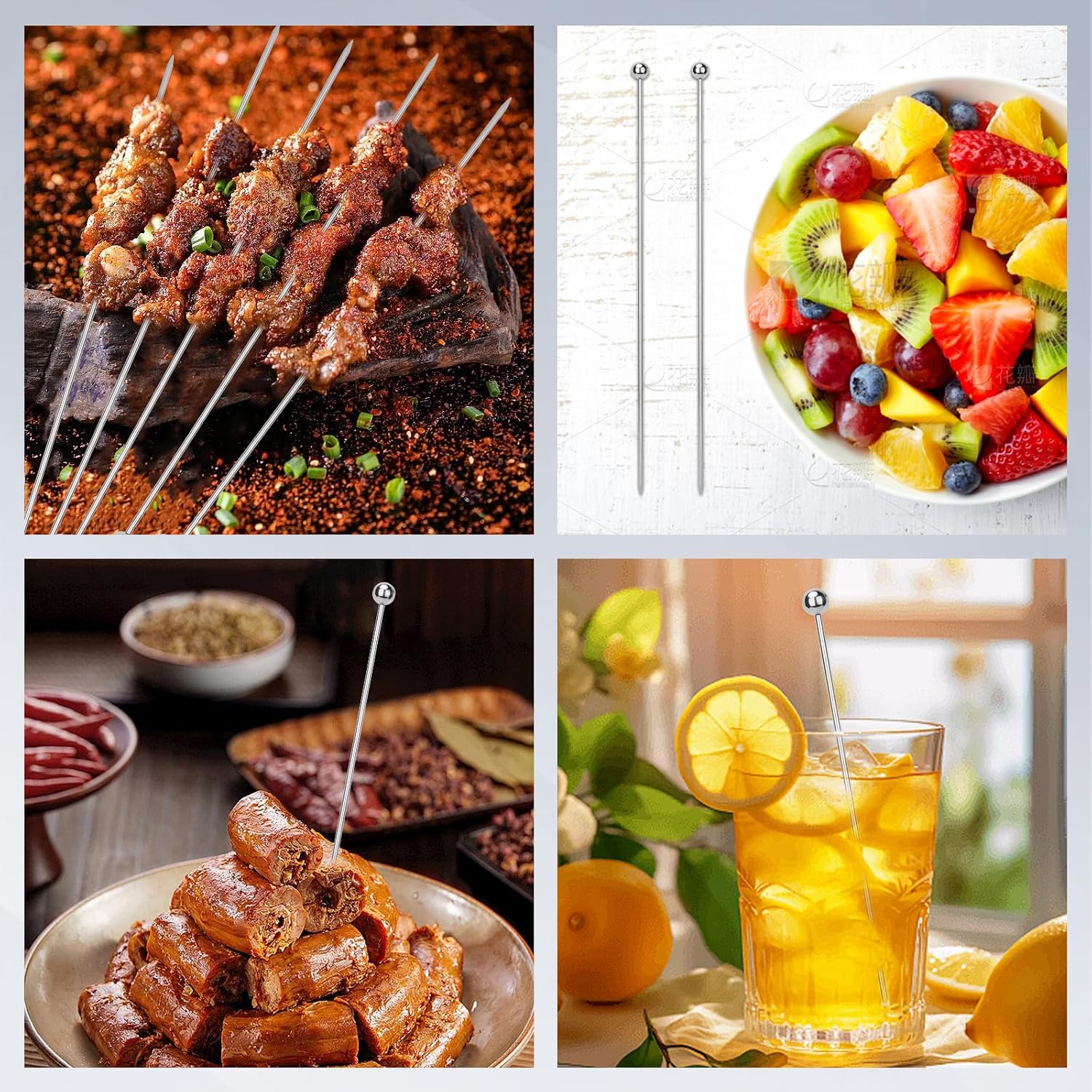 15PCS Cocktail Picks Stick,8In,Stainless Steel Bloody Mary Skewers