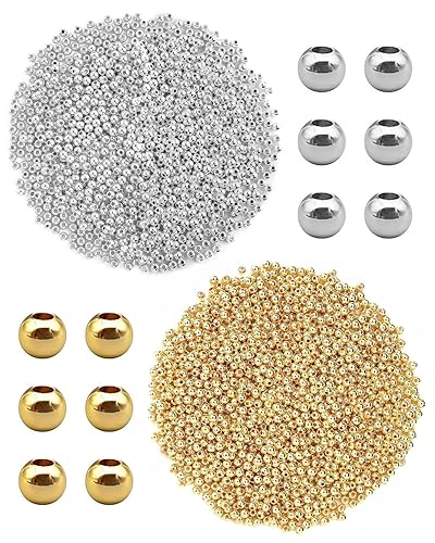 600PCS Perline Rotonde Lisce, Perline Placcate 3.2mm Distanziatrici Piccole Placcate