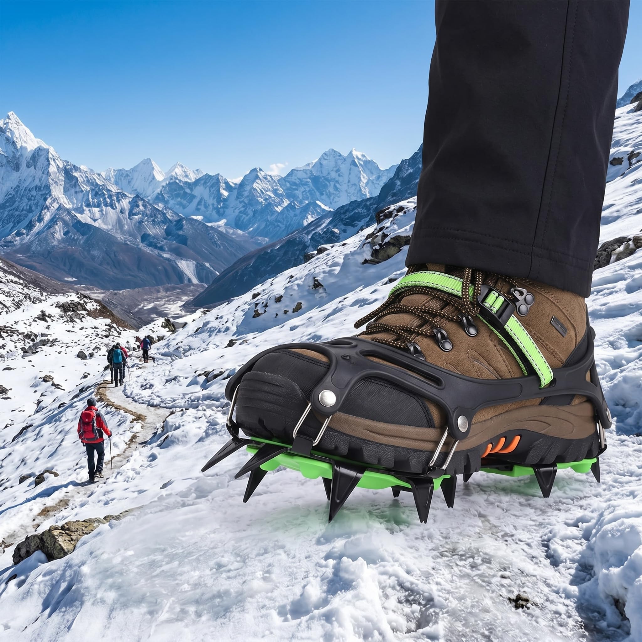 RiToEasysports 1 paire de crampons de traction à 14 crampons pour la randonnée, la pêche, le jogging, l'alpinisme, la marche