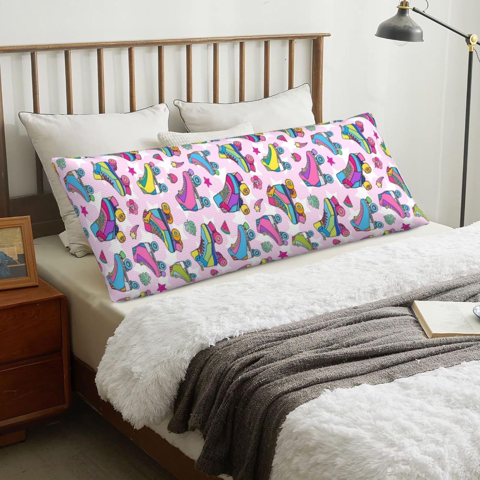 Lovely Roller Skates, Body Pillow Cover with Zipper,Long Body Pillowcase 20 x 60 in