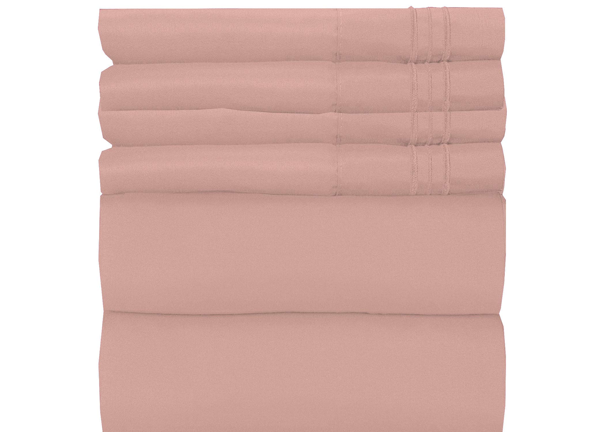 King Bed Sheets | Microfiber Bed Sheet Set | Soft, Wrinkle Resistant & Fade Stain Resistant Bedding | Set of 4 Pieces – 1 Flat Sheet, 1 Deep Pocket Fitted Sheet, 2 Pillowcases – King, Rose Gold