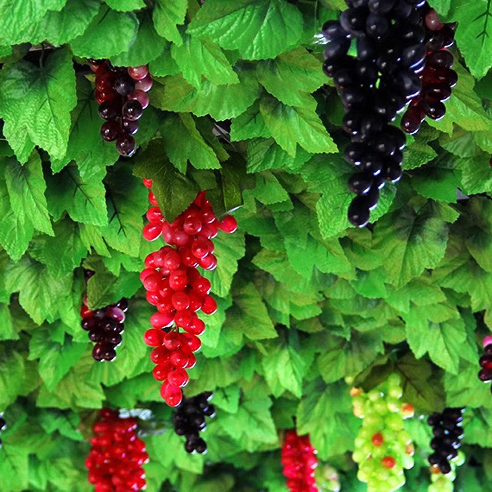 36 foglie di vite artificiali con 5 corde, 24 uve viola, piante finte da appendere, ghirlanda di foglie finte per giardino, ghirlanda di nozze, vino, decorazione per feste a tema italiano