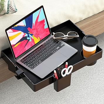 SOLEJAZZ Bedside Shelf for Bed, Folding Bunk Bed Shelf, Bunk Bed Shelf, Clip-on Nightstand, College Dorm Room Essentials, Table Tray, Plus Size, Black