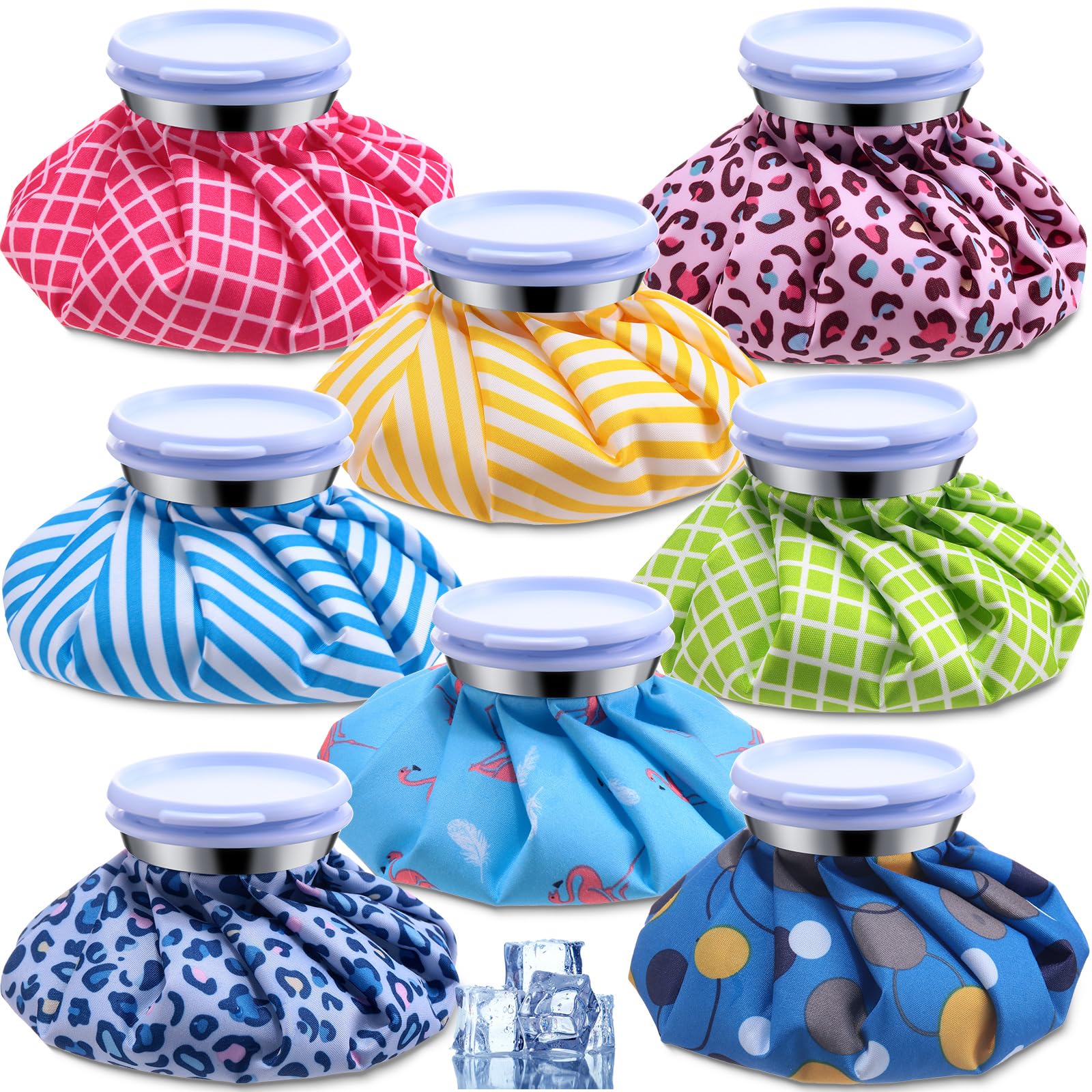 TrelaCo 8 Pcs Ice Pack for Injuries Reusable with Screw Refillable Reusable Hot and Cold Bag for Sport Injuries Head Shoulder Back Neck Knee Pain