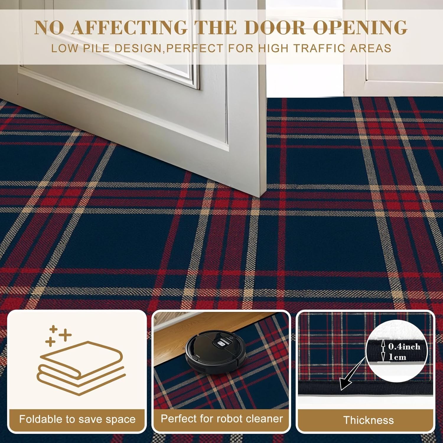 4x5 Boho Rug Rugs for Living Room Rugs for Entryway Blue Red Tartan Plaid Cloth Texture Bedroom Rug Door Mat Nursery Room Decor Rainbow Carpets