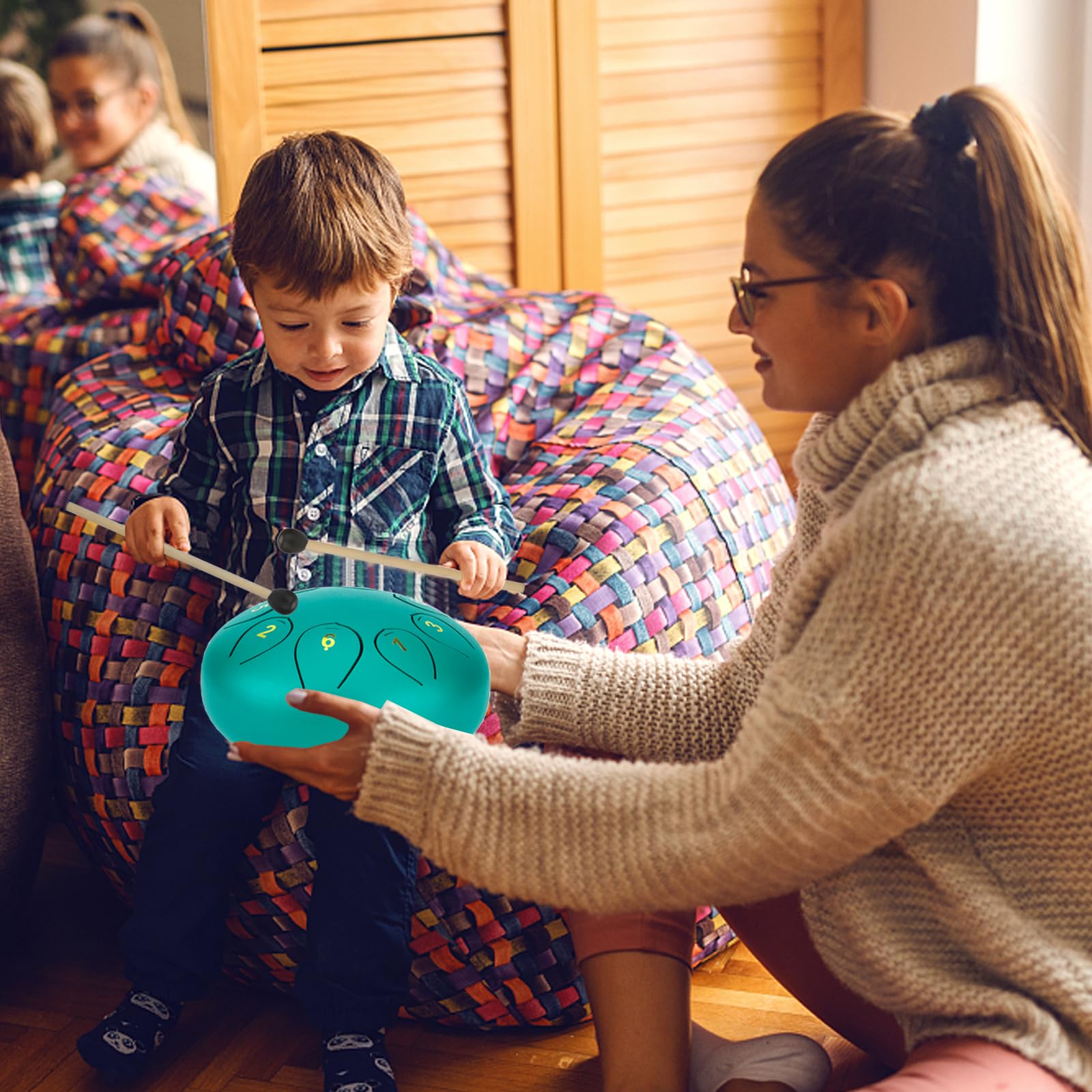 Mini Steel Tongue Drum, 6 Pollici 8 Toni Tamburo in Acciaio Handpan Drum Strumenti a Percussioni Musicali con Bacchette per Bambini Adulti Principianti