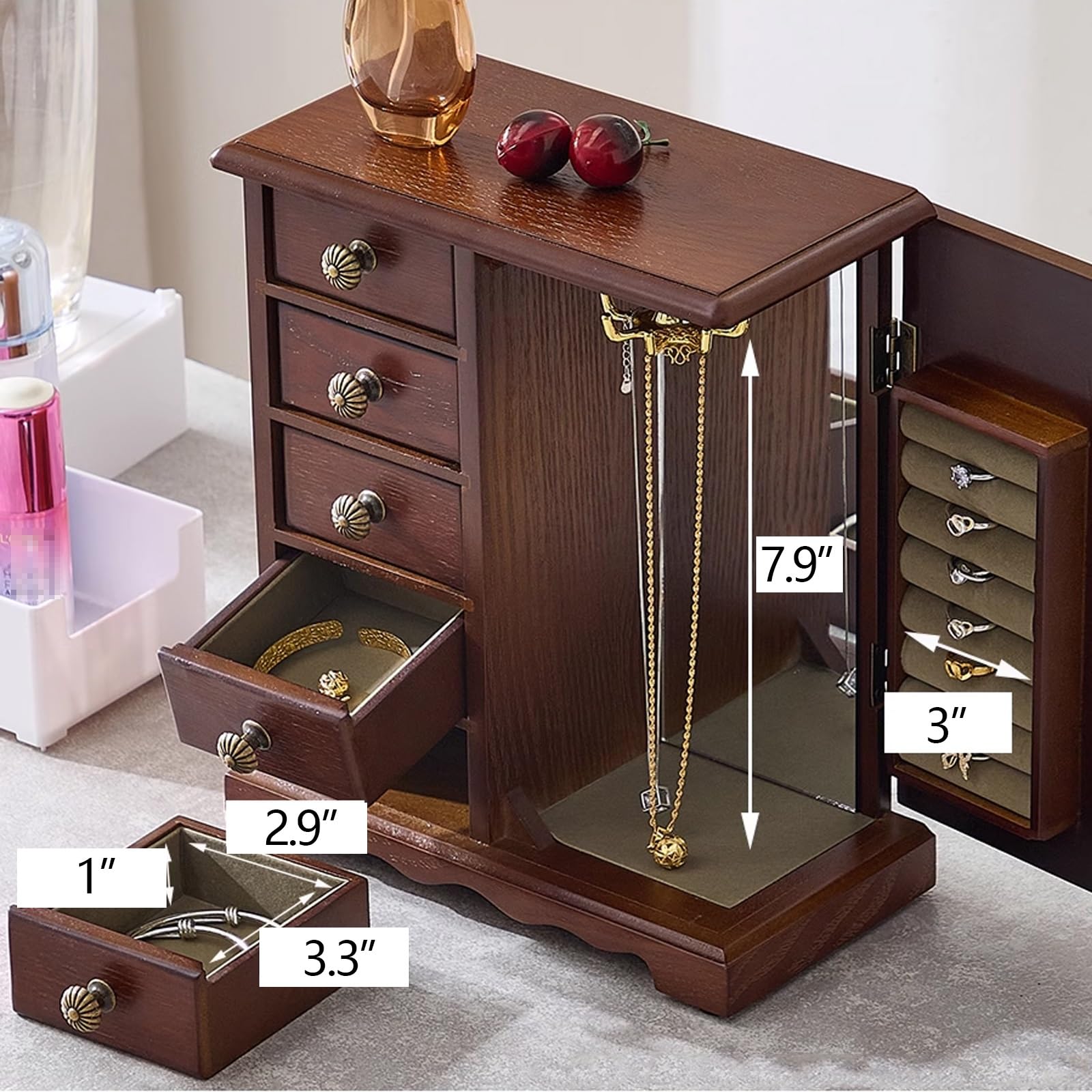 Amazon.com: FANLIKIKI Wooden Jewelry Box,Jewellery Organiser Box