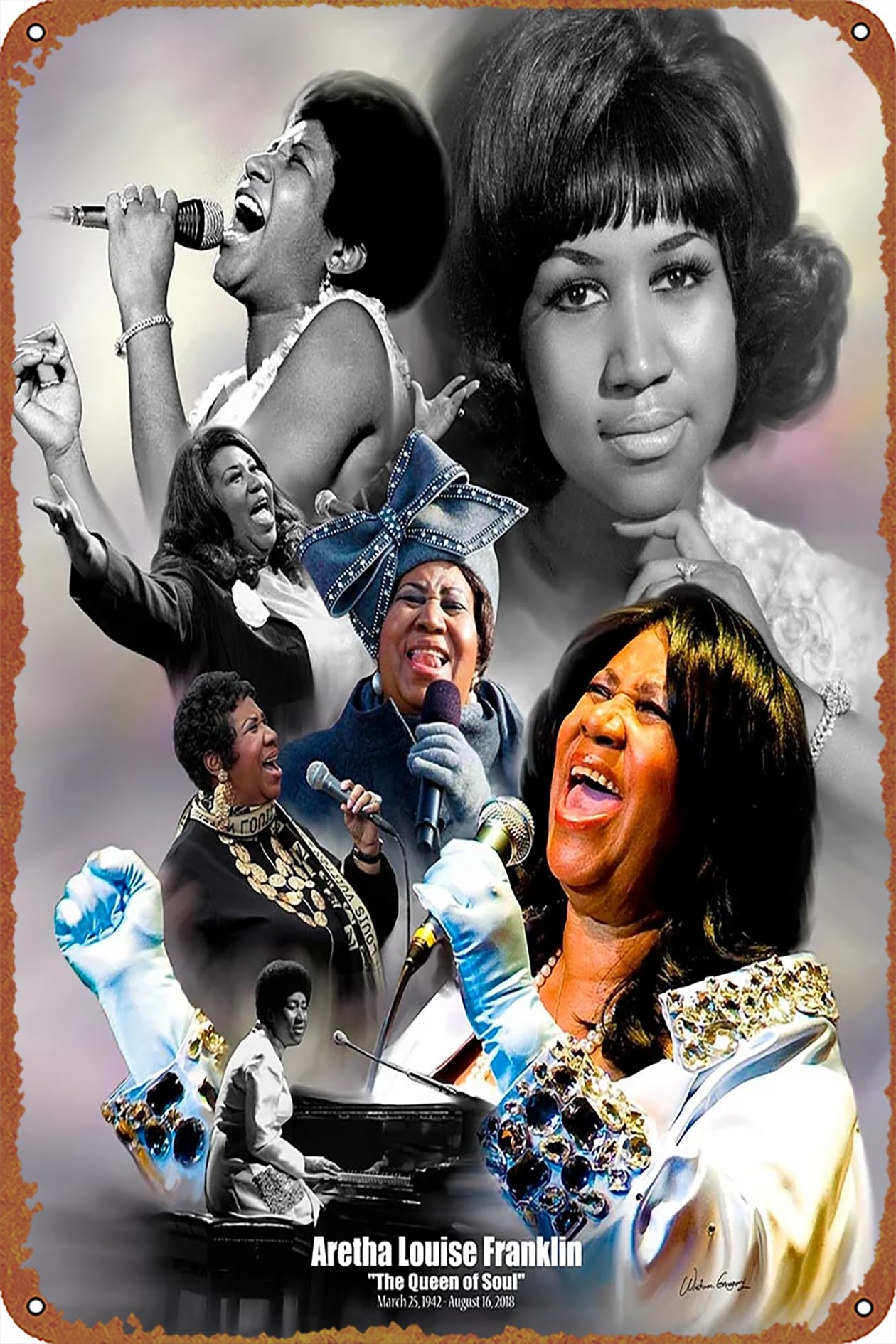 GTZAOBFranklin Music Poster Metal Tin Sign Retro Wall Signs for Home Cafe Bar Pub Wall Decor 8x12 inch