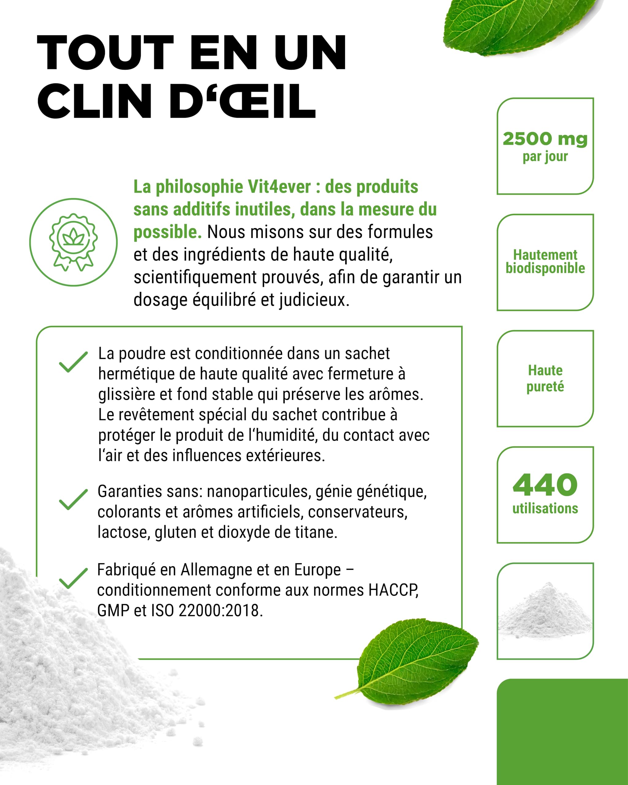 Poudre de MSM - 1 kg (1000 g) - 99,9% de Méthylsulfonylméthane Cristallin Pur - Facteur Mesh 40-80 - Soufre Organique - Végane, Sans Additifs