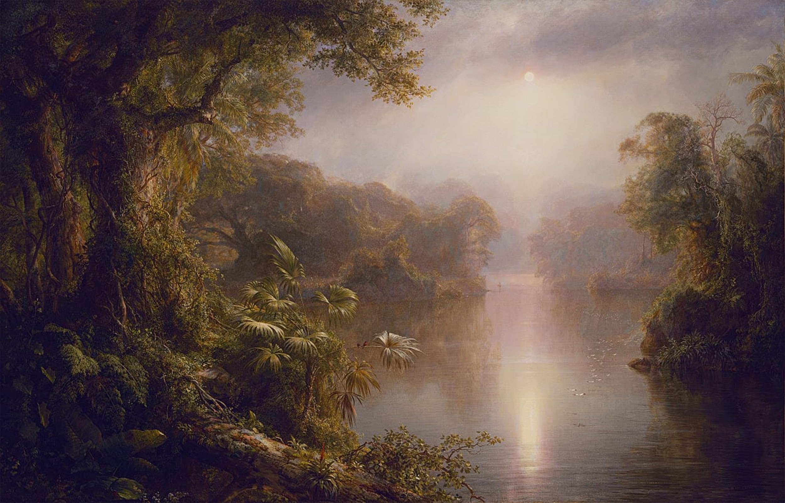 SERENDIPITP Retro Picture Poster Wall Art Pictures Painting the River of Light by Frederic Edwin Church Wall Art Canvas Print for Wall Decor 60x90cm