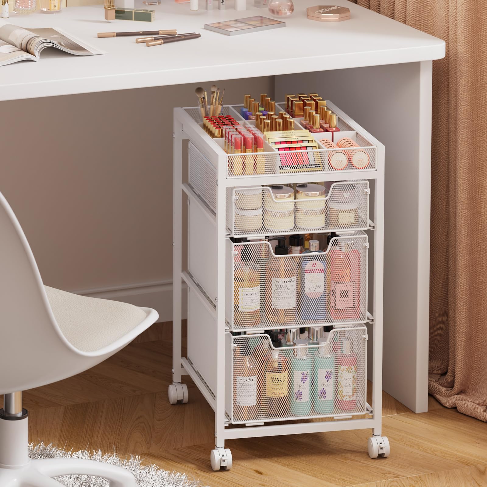 JKsmart Rolling Makeup Cart Organizer with Drawers and Dividers