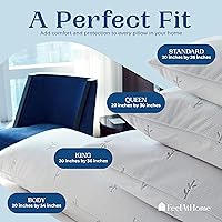 Vista 4 de FeelAtHome Funda de almohada de enfriamiento impermeable de 65 % poliéster y 35 % rayón derivado de bambú, 20 x 54 pulgadas (almohada corporal), muy