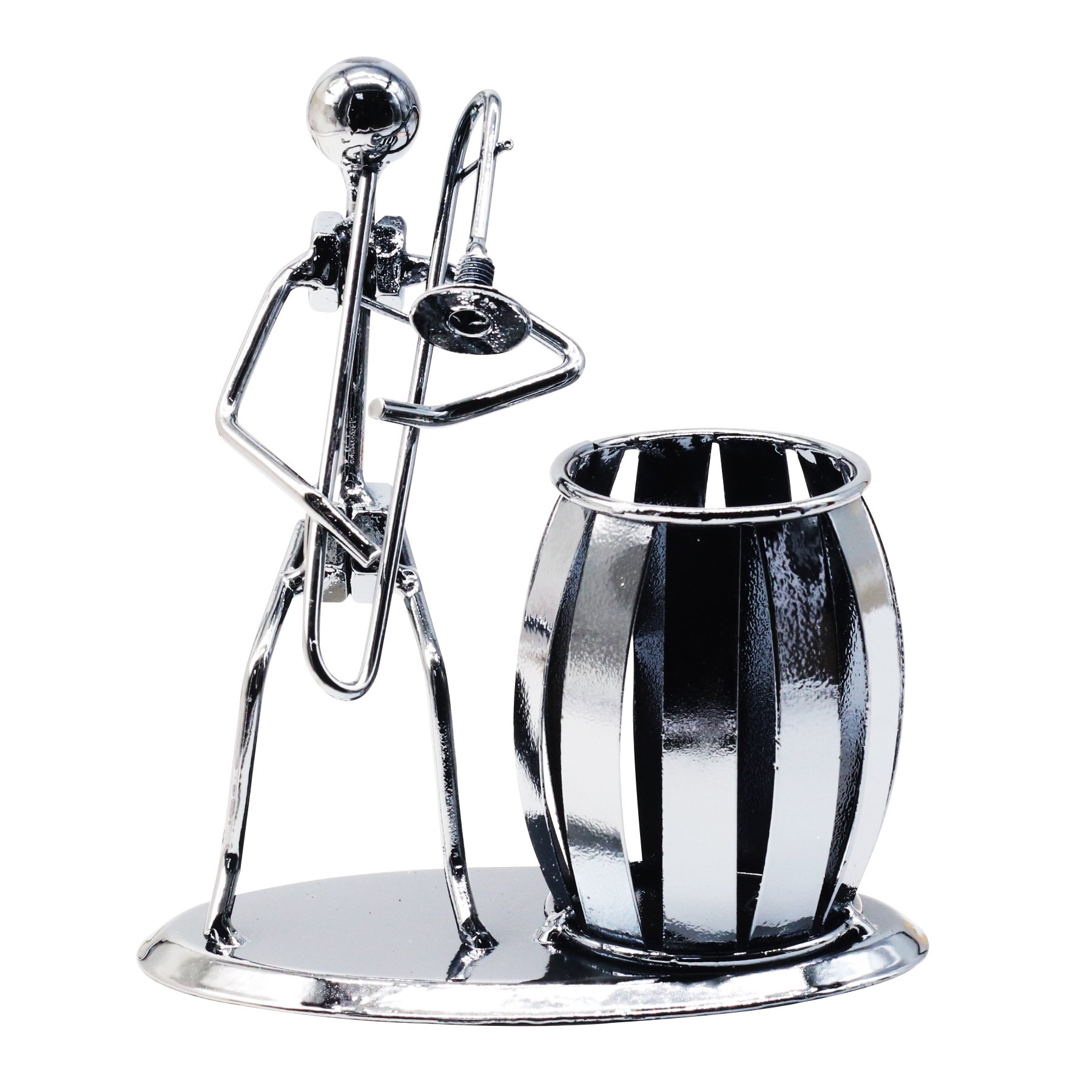 Office Desktop Accessories Metal Pencil Holder Pen Holder Organizer Container Room Decoration (Trombone) …