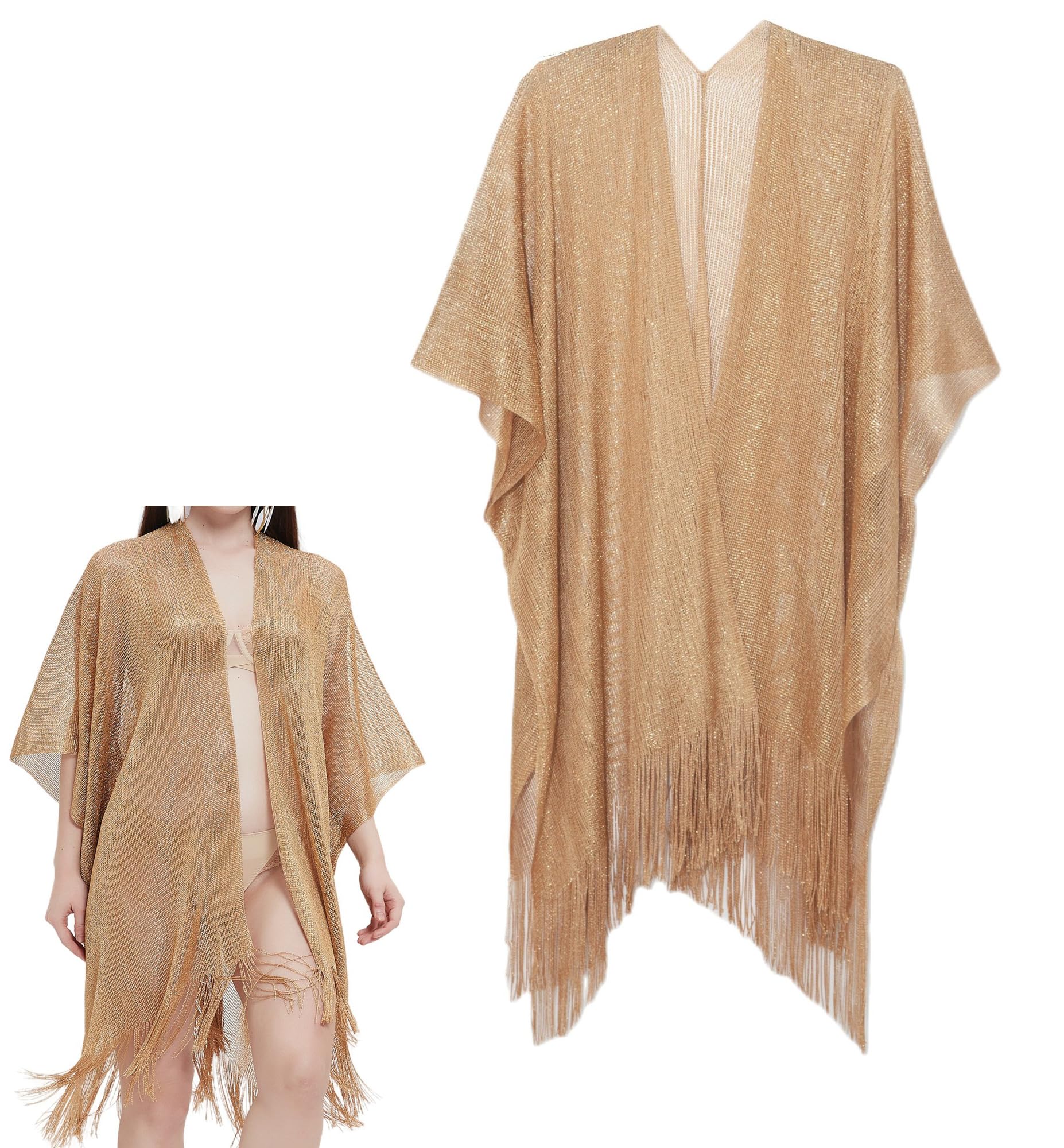 Elegant Knit Shawl Wrap for Women - Fringe Poncho Cardigan Cape for Party, Ladies Winter Tassels Shawl Poncho with Tassel Finishing