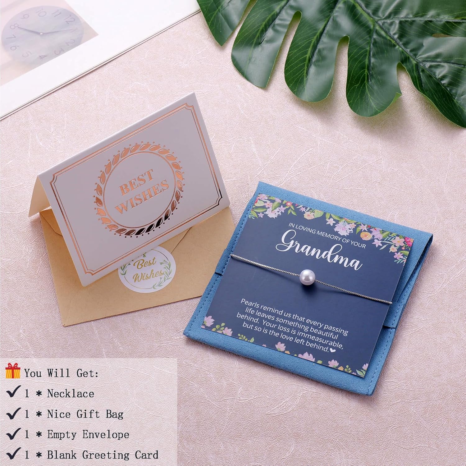 Aesnefe Grandma Remembrance Necklace, Grandmother Memorial Gift, Sympathy Gifts for Loss of Grandma, Grief Gifts, In Memory of Grandmother Jewelry, Bereavement Keepsake Condolence - Image 5