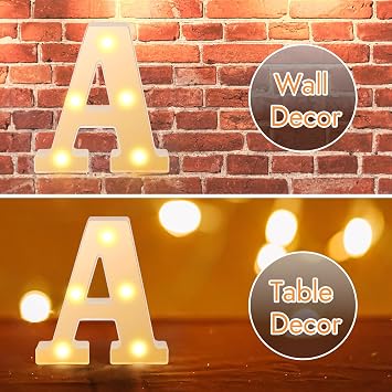 Light Up Letters, LED Alphabet Lights, Warm White Alphabet Sign, Letter Lights for Valentine's Day, Valentine Gifts for Tween Girls Women Party Birthday Decorations Night Light (Letter-A)
