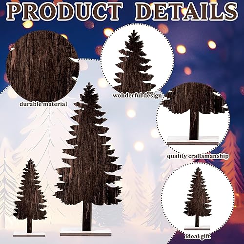 Miniatura 4 de Barydat Decoración de mesa, decoración artificial de centro de mesa de madera para mesa del hogar (árbol de Navidad)