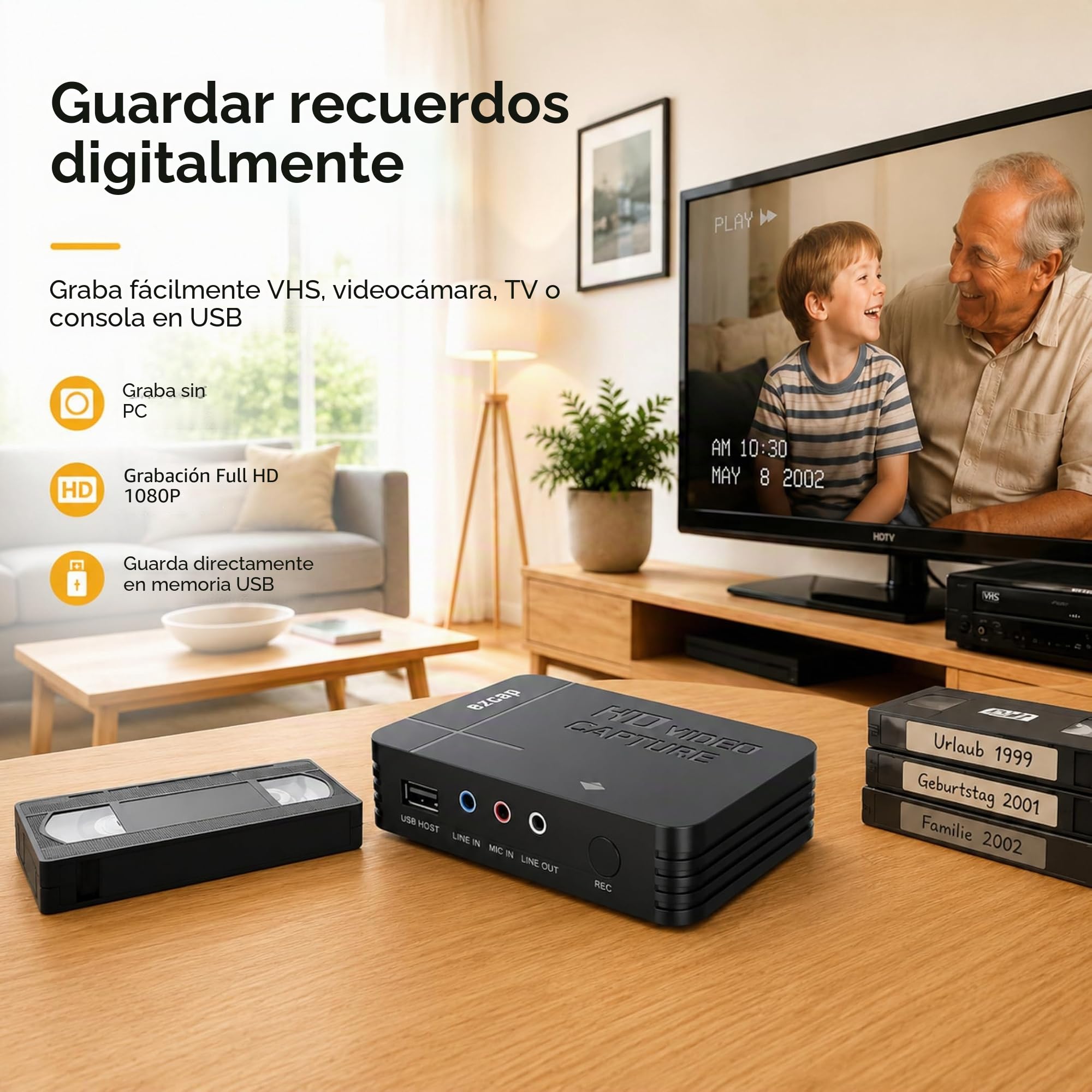 A32DS Grabador de videojuegos HD 1080P Profesional HDMI/AV Grabador de TV, Capture Card Switch Video Grabber Streaming Accesorios