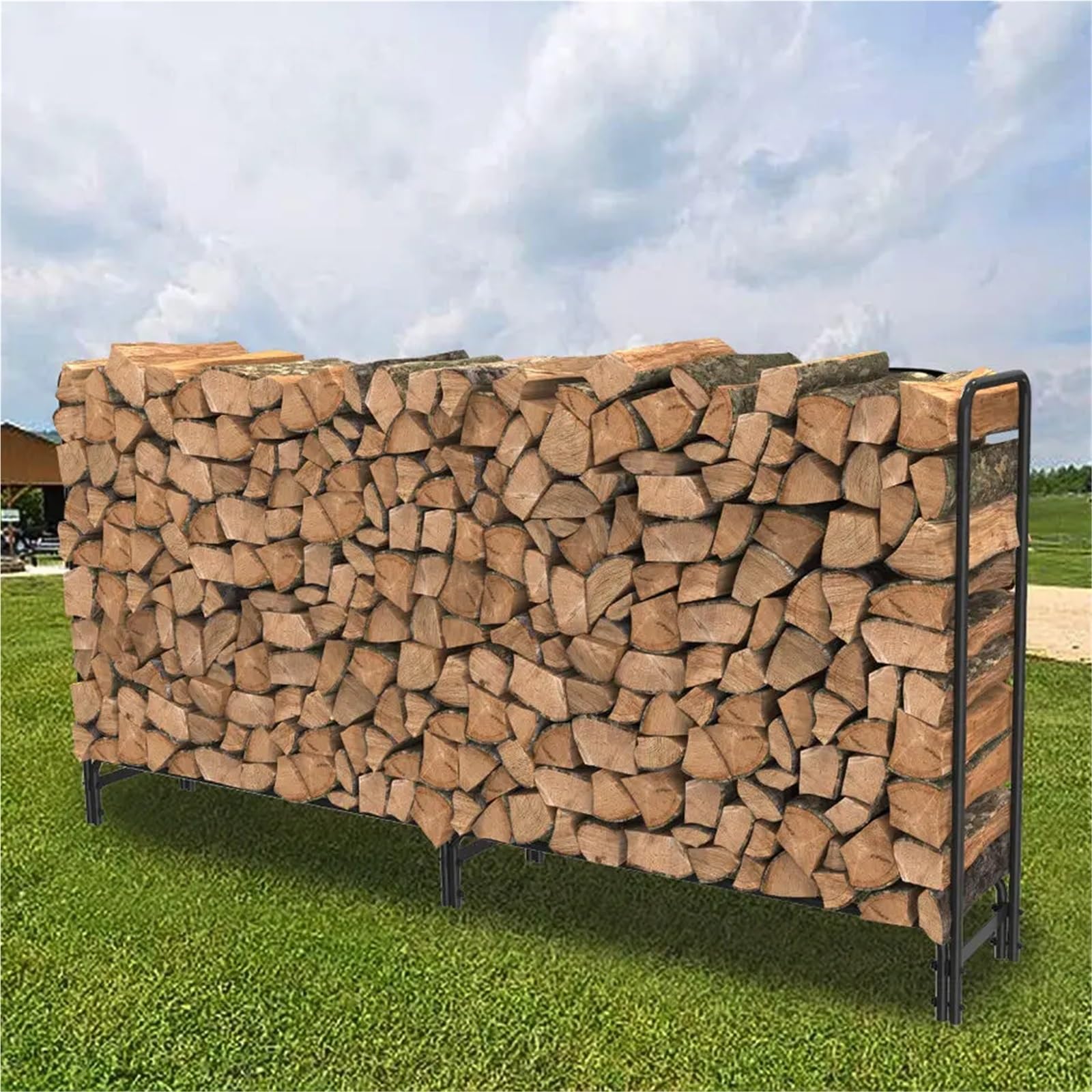Porta legna Portalegna for legna da ardere in metallo resistente 91,6 pollici, grande e lungo, for impilare, giardino interno