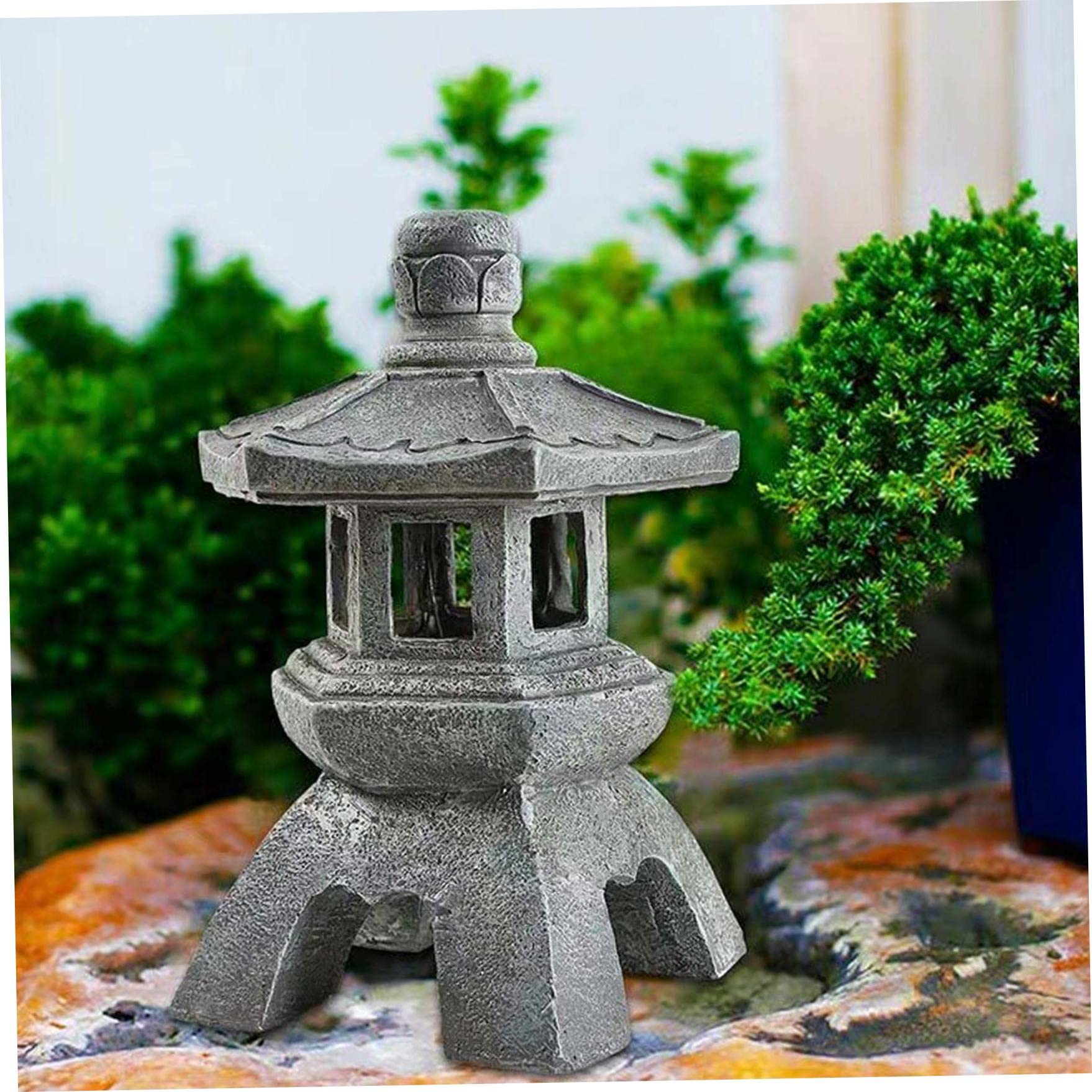 Solar LED Pagode Lantaarn Ornament Hars Standbeeld Tuin Licht Japanse Zen Tuin Voor Outdoor Home Decor,A Hoogte 32cm