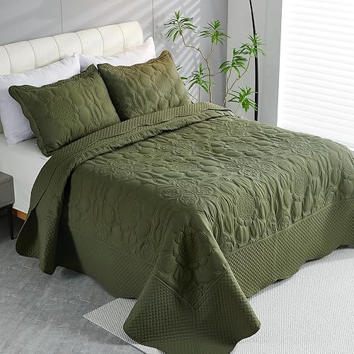 Miniatura 33 de EVENHUG Juego de edredón tamaño King, suave, ligero, gris oscuro, con 2 fundas de almohada, cubrecama reversible para todas las estaciones, 3 piezas