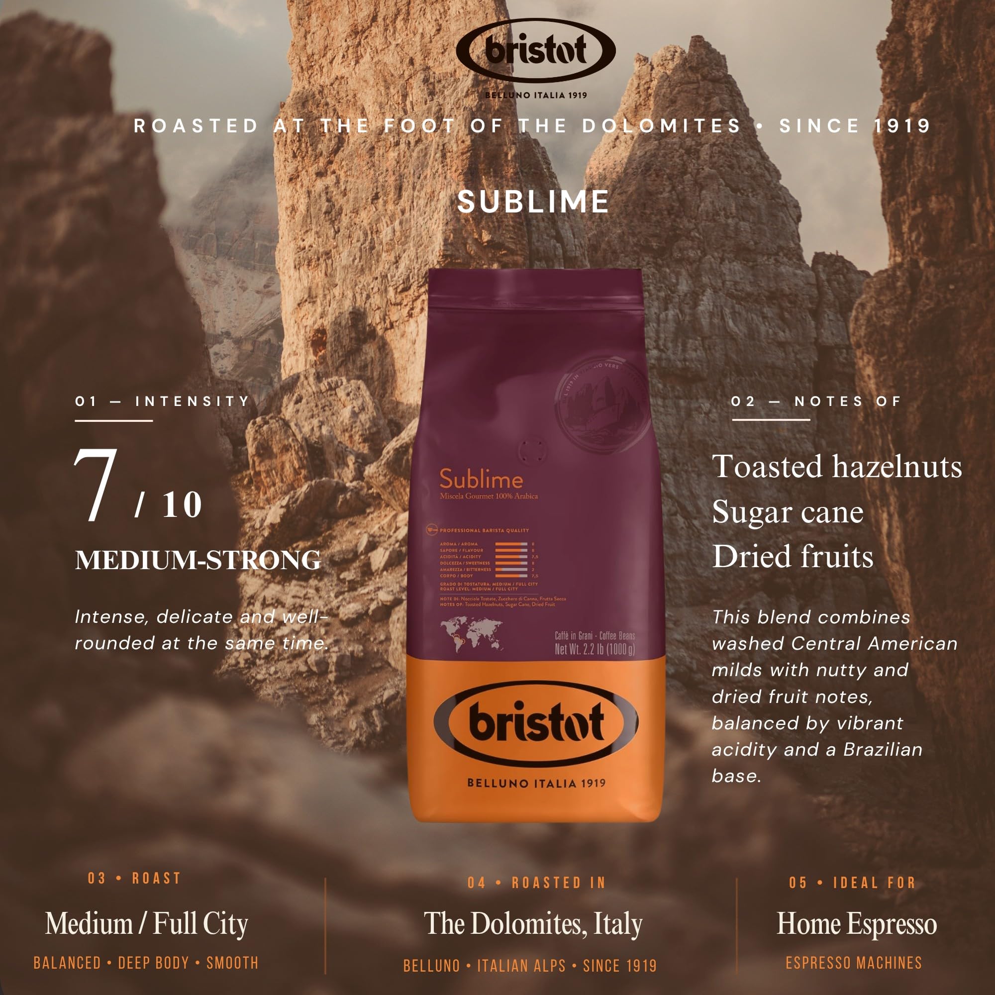 Bristot Kawa Espresso Sublime 100% Arabica 1000 g ziaren