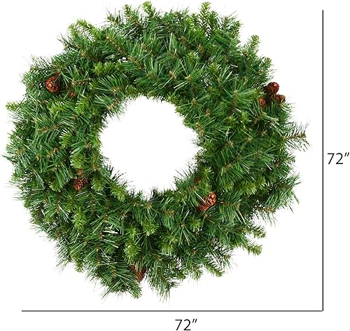 Vista 27 de Corona de pino Cheyenne de 24" Vickerman con 50 luces LED color blanco cálido, Sin iluminar, 36" Verde pino