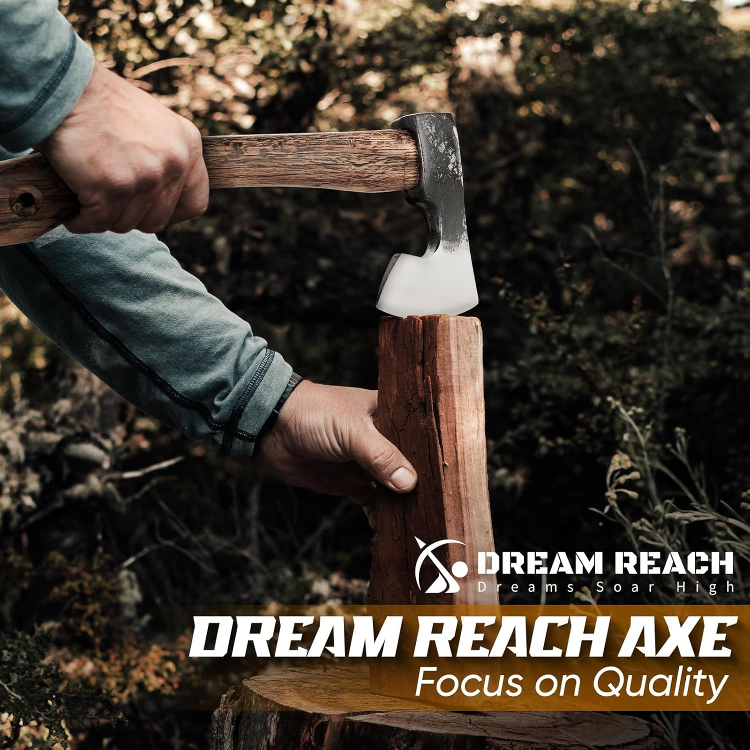 Dream Reach Hatchet Axe 14.5" Camping Hatchet with Sheath Bushcraft Axe with Carbonized Handle, Hand Forged Carving Axes, Splitting Hatchets for Chopping Wood, Gardening, for Men