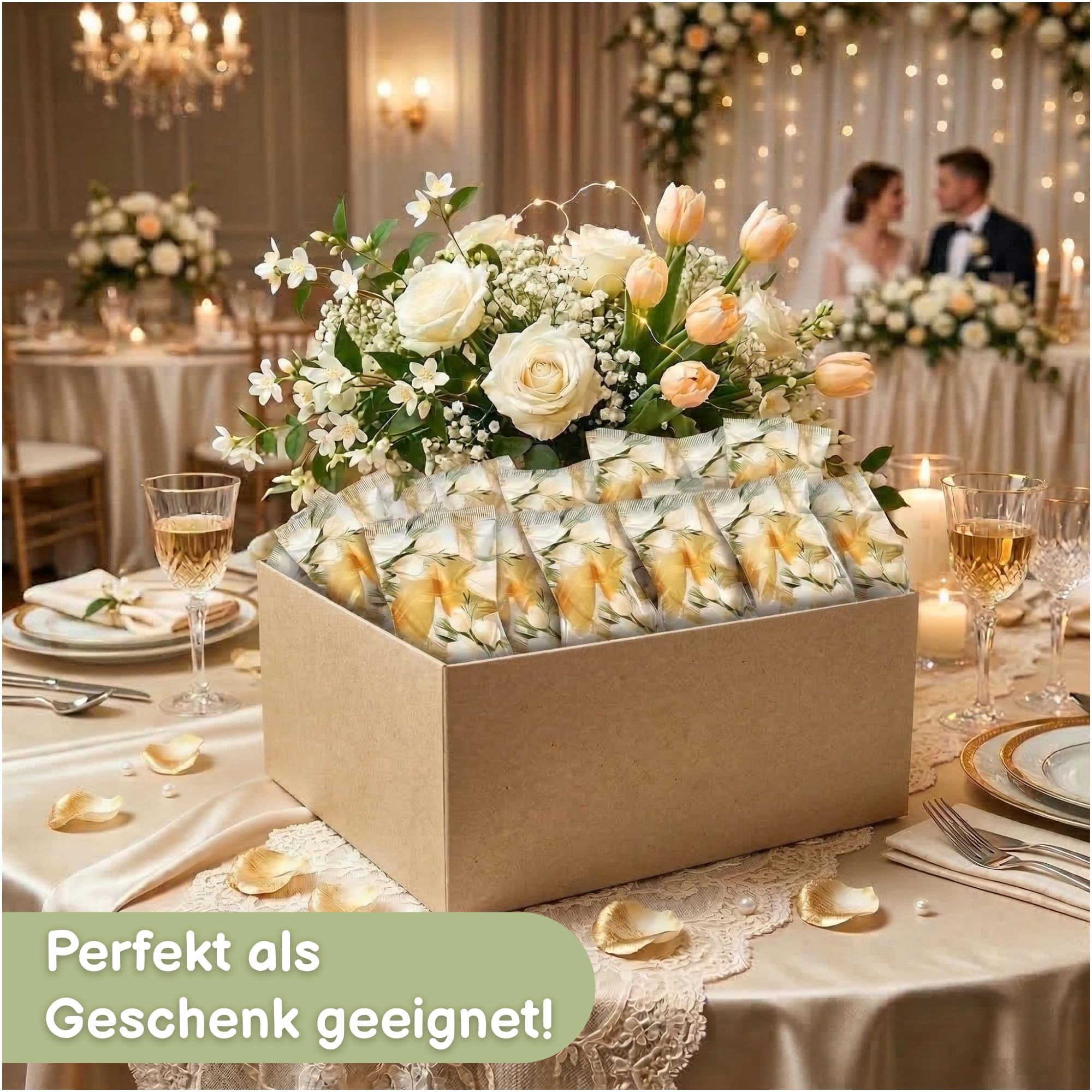 250 Stück Glückskekse Schön dass du da bist - Einzeln Verpackt, Komplimente im Inneren, Sprüche auf Deutsch & Englisch, Vanille Geschmack, Kommunion & Taufe, Gastgeschenke Hochzeit