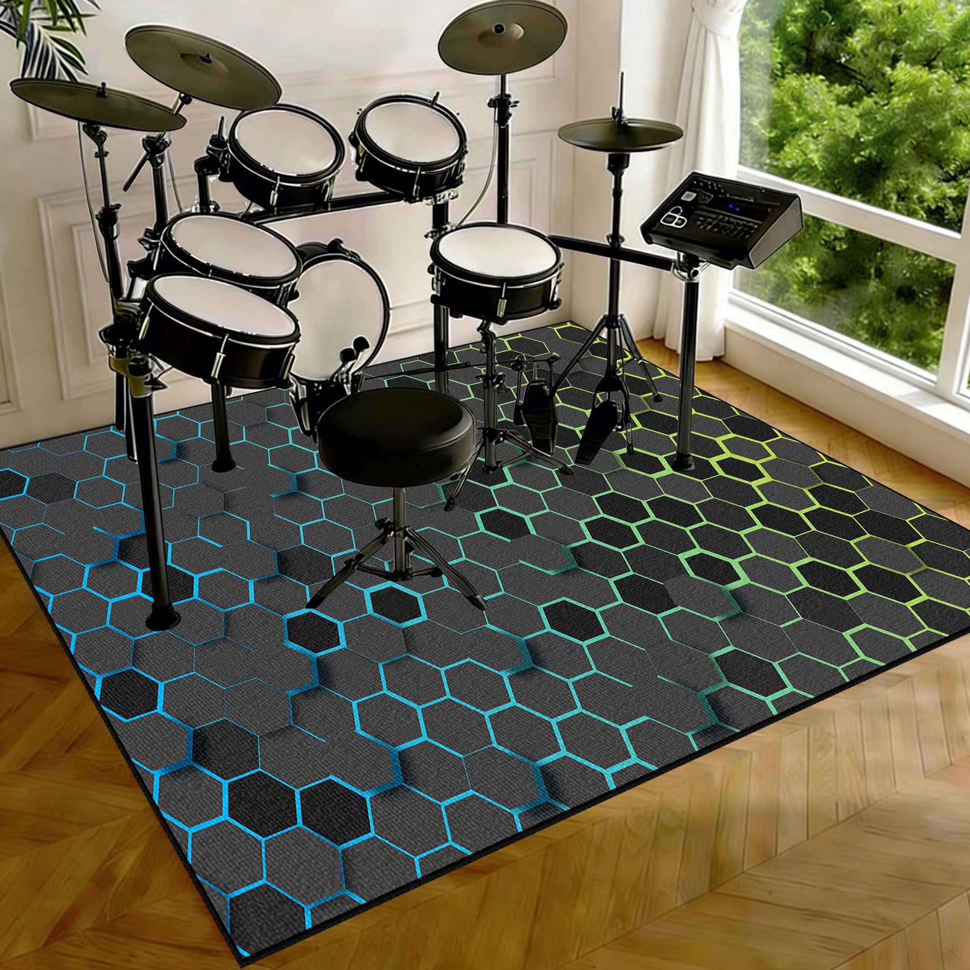 Dywan perkusyjny, antypoślizgowy, dźwiękoszczelny, mata do użytku wewnątrz i na zewnątrz, elektroniczny zestaw perkusyjny jazzowy, do bębna basowego, werbla, izolacja akustyczna, mata wygłuszająca