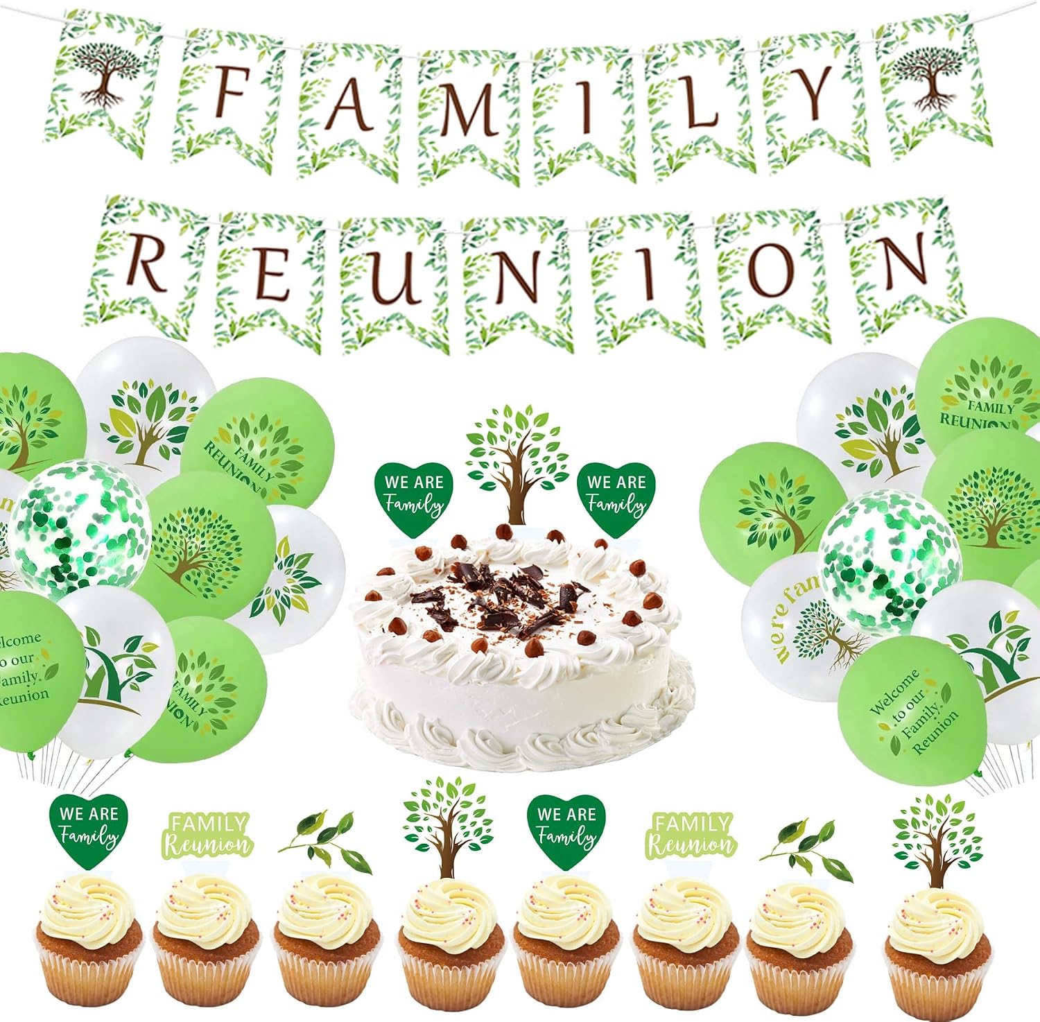 Amazon.com: Masxkle 52PCS Green Family Reunion Party Decorations We Are ...