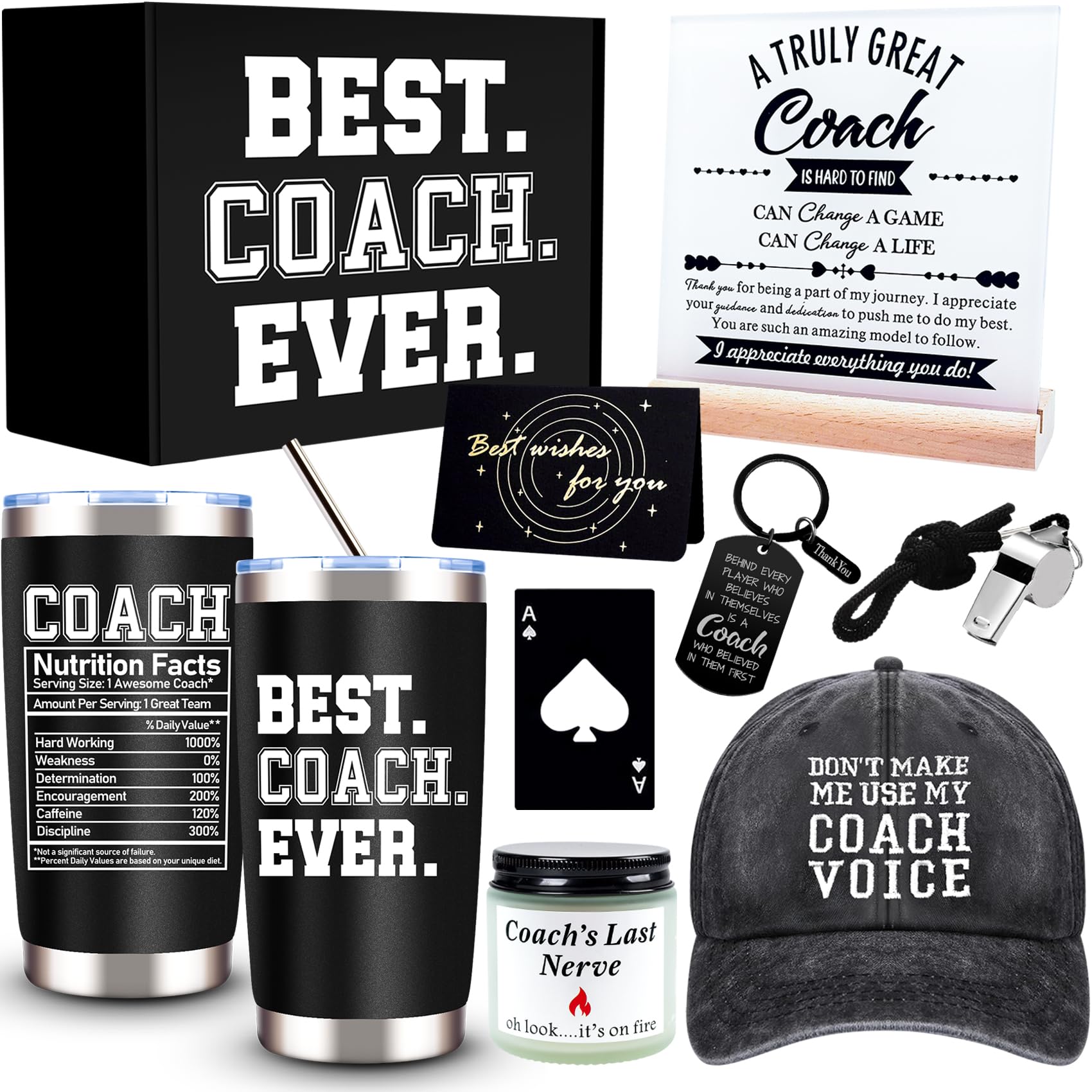 JTAMOHI Coach Gifts for Men Women, 20 Oz Best Coach Ever Tumbler Gifts, Thank You Coach Gifts, Birthday Christmas Gifts for Coach, Soccer Football Softball Basketball Swim Coach Appreciation Gifts