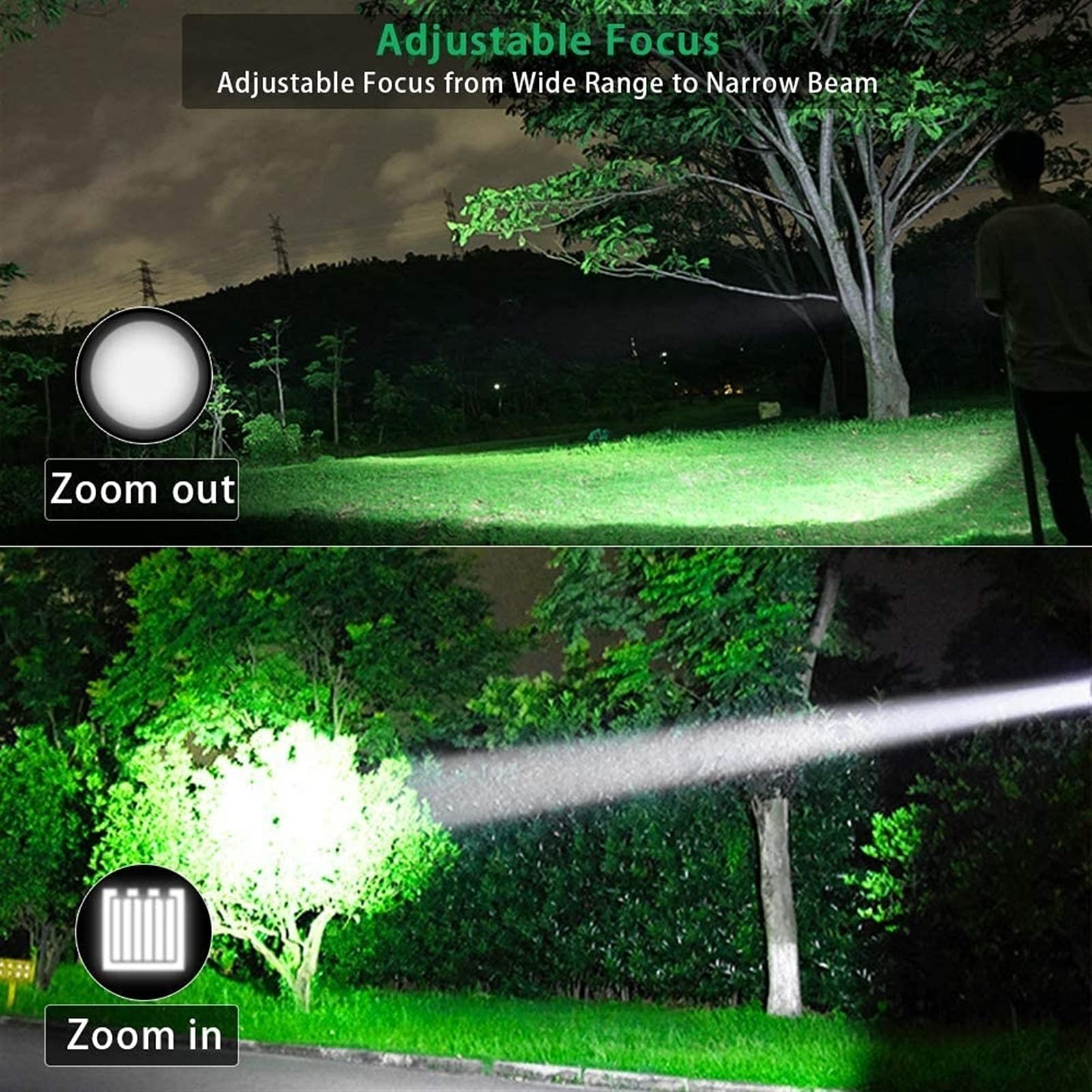 Linterna Recargable por USB, Linterna LED magnética, Linterna táctica LED superbrillante con luz Lateral COB, Impermeable, con Zoom, la Mejor Linterna for Acampar y emergencias.