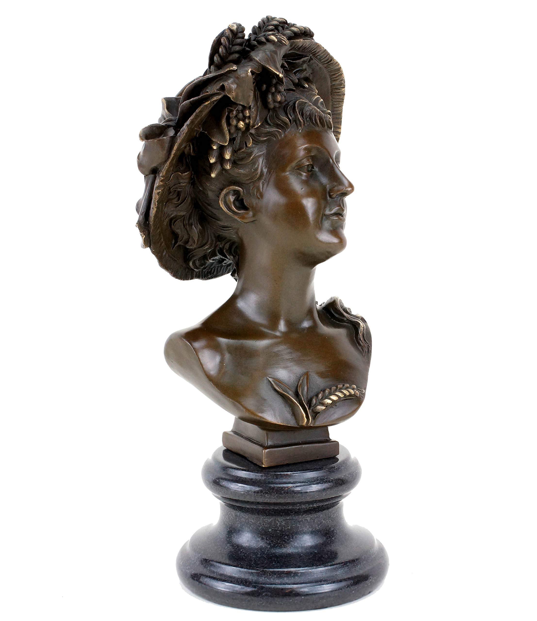 Kunst & Ambiente - Busto per ritratti in bronzo, statuetta da donna in stile liberty, autografata, altezza: 26 cm, base in marmo