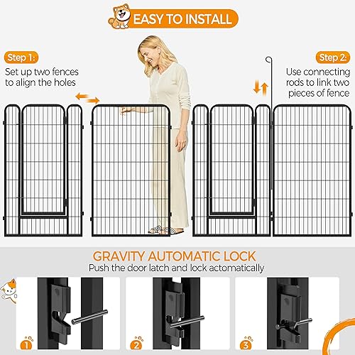 Miniatura 5 de Yaheetech Corralito para perros al aire libre, valla de 12 paneles de 47 pulgadas, corral interior para perros grandes, medianos y pequeños,