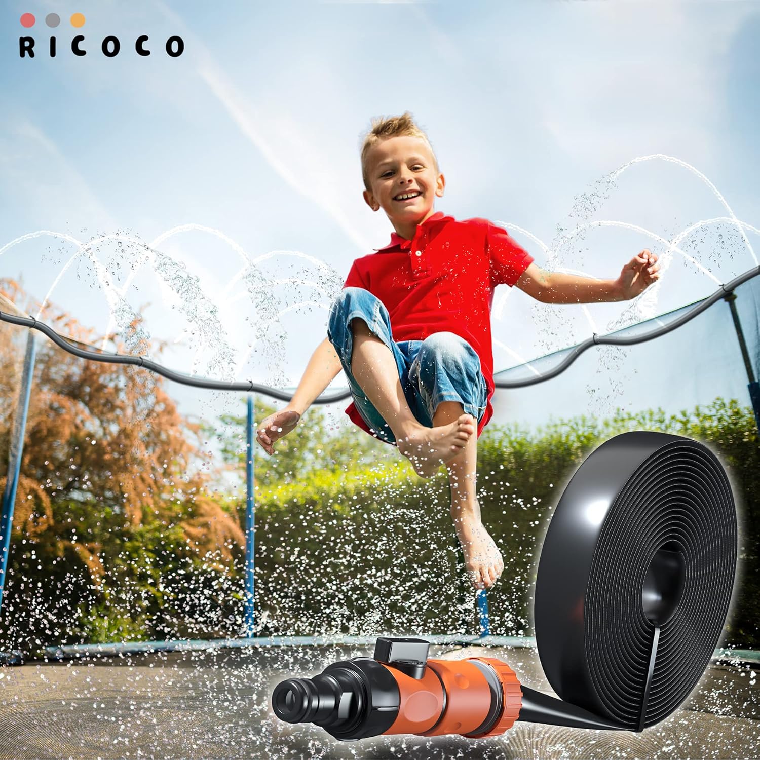 Ricoco Trampoline Sprinkler for Kids 49 Ft