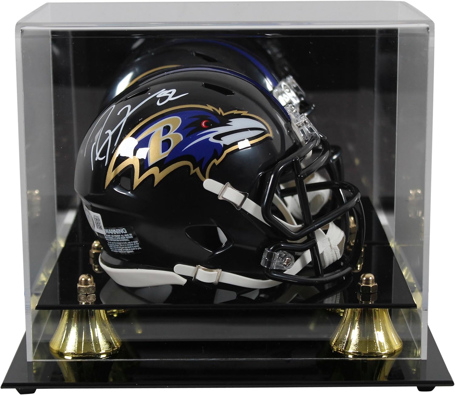 Ravens Ray Lewis Signed Speed Mini Helmet w/White Sig w/Case BAS Wit