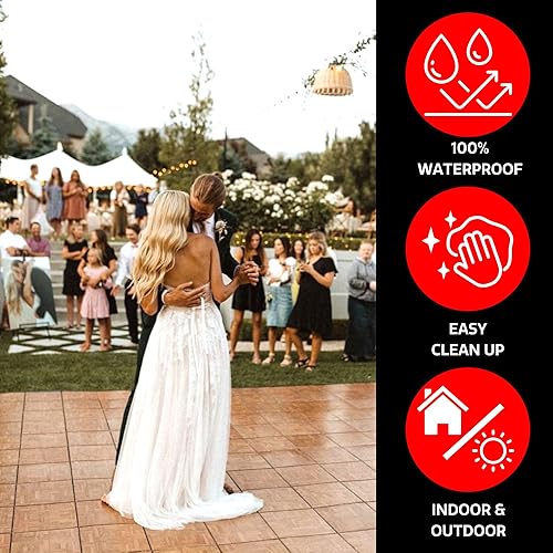 Miniatura 5 de Big Floors 3X3DKOAKFLOOR Kit de pista de baile modular de plástico ligero entrelazado (3 x 3 pies), roble oscuro, 21 piezas