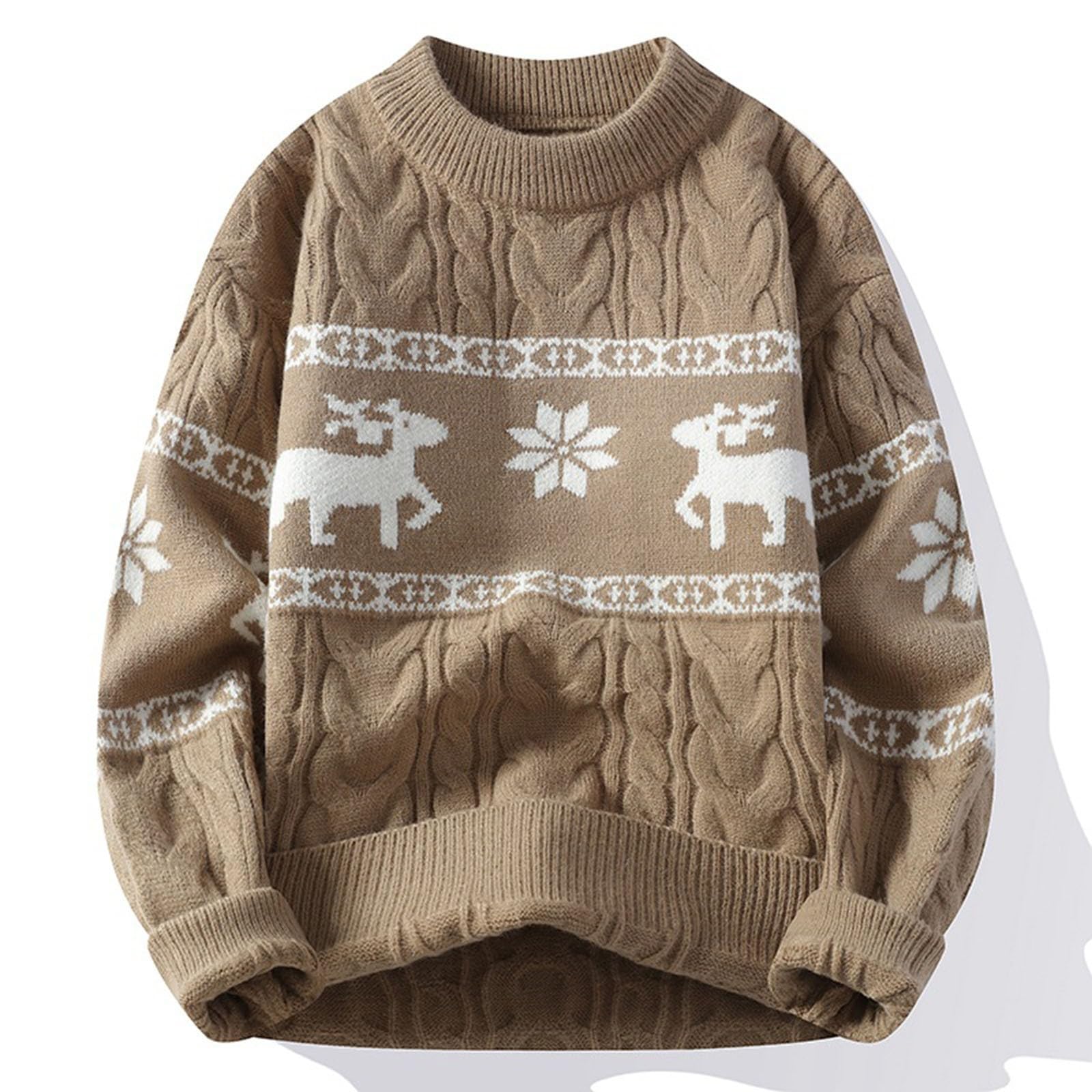 Generisch Maglione natalizio da uomo, invernale, casual, da uomo, a maniche lunghe, (nero, L)