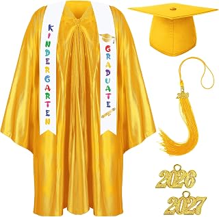 Foaincore 2026 Year Preschool and Kindergarten Graduation Gown Cap Tassel Set with 2026 Charm Printed Stole Grad Gift