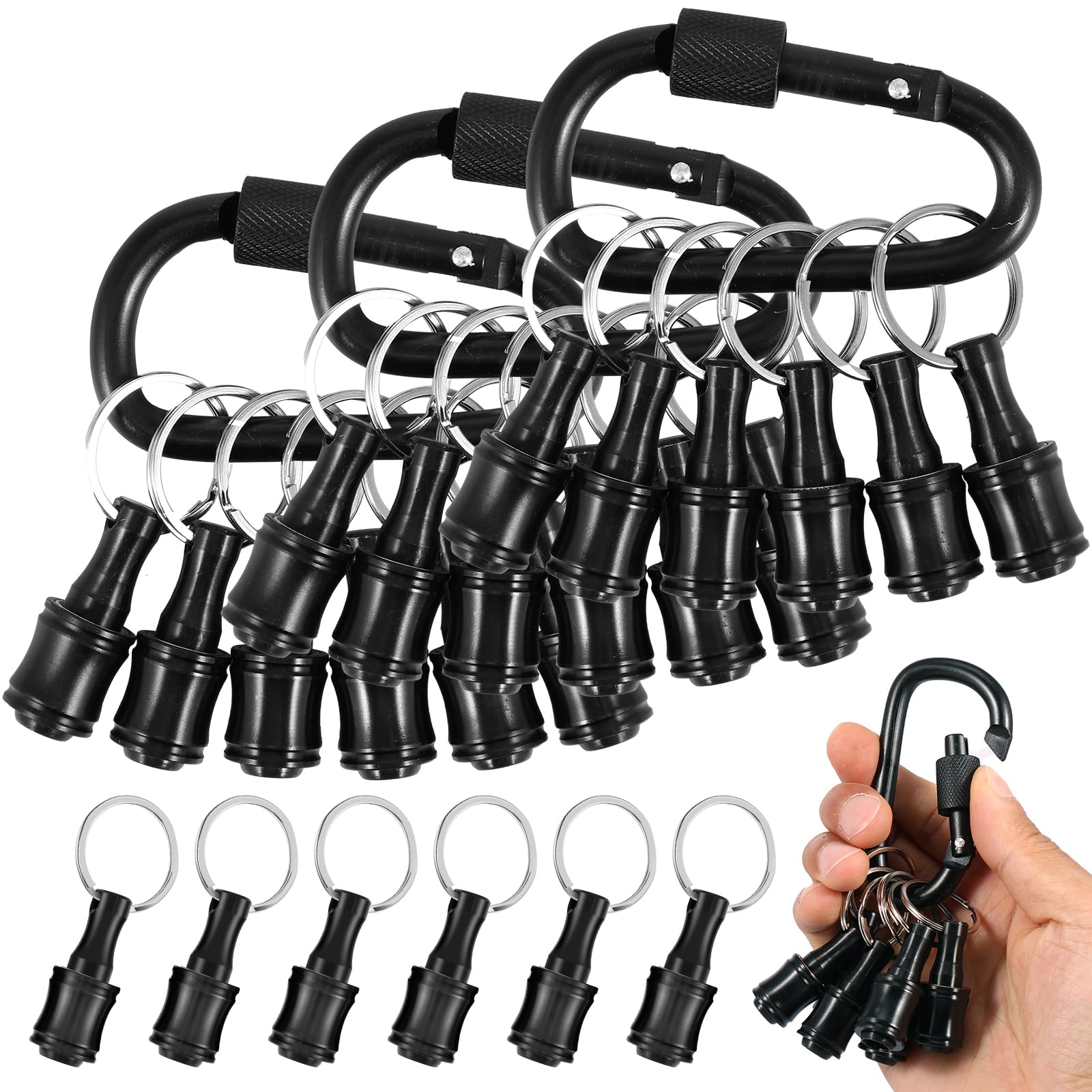 Lot de 18 porte-embouts, tige hexagonale de 6,35 mm en alliage d'aluminium, porte-embouts de tournevis, porte-embout à impact, porte-clés pour homme